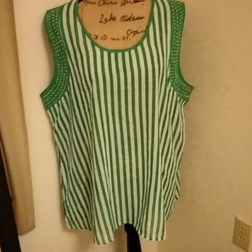 Kelly green and white striped tank
